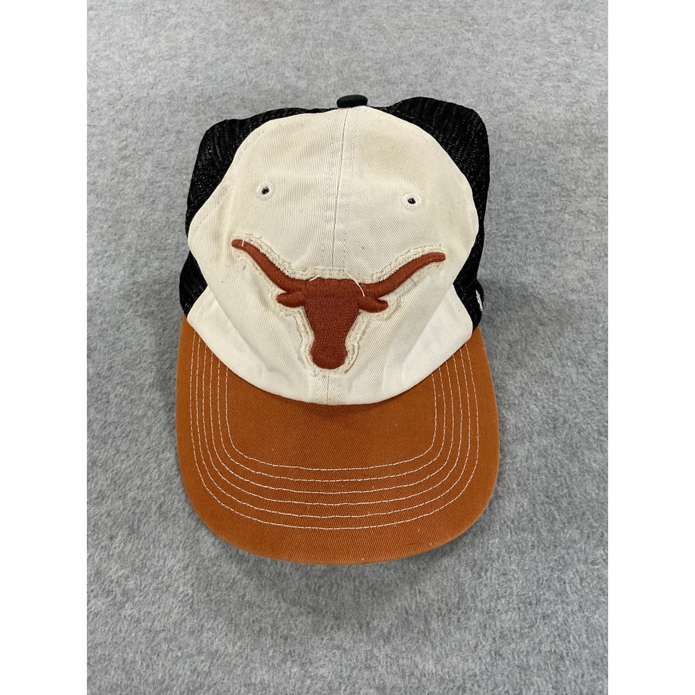 47 Brand Texas Longhorns Trucker Hat Stretch Fit Cap White Orange Black Mesh